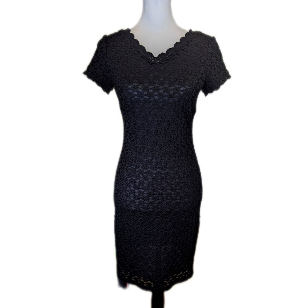 Black lace stretch mini dress, back zipper, no tags but fits like a size 2/4
